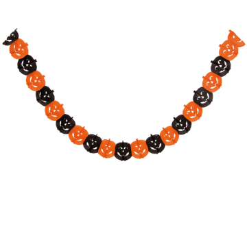Pompoen guirlande zwart/oranje - 3 meter