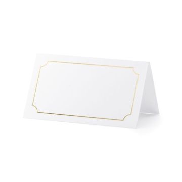 Witte naamkaartjes met gouden rand 10x - 9,5x5,5 cm