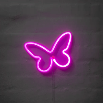 Vlinder neon LED bord - 16x23 cm