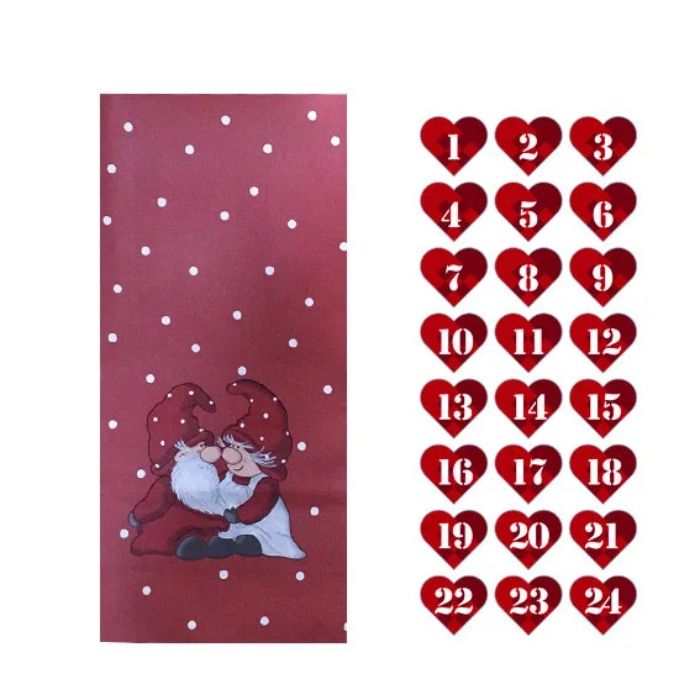 Cadeauzakken met elf-motief en hartjesstickers rode kerst 24x Het Oude Apotheek