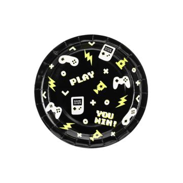 Papieren borden met gamepad motieven 6x - 23x23 cm