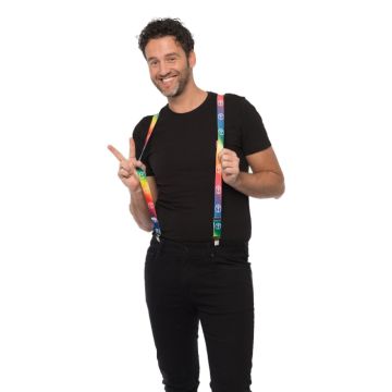 Multicolore bretels met peace motieven one-size unisex