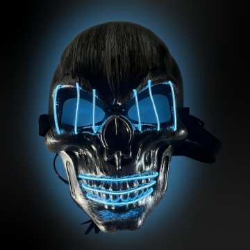 Griezelig halloween LED masker - Schedel met blauwe ogen en mond