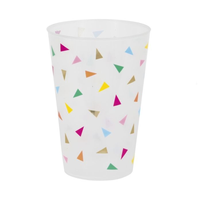 Herbruikbare plastic beker met driehoekige vlaggetjes 475ml 6x