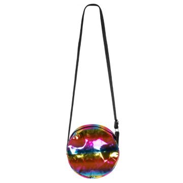 Holografische regenboogkleurige ronde schoudertas - Ø20 cm