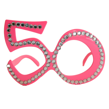 50 jaar brillen roze met diamanten - onesize