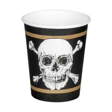 Piratenmok met doodshoofd en gouden strepen 10x - 210 ml
