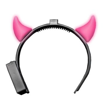 Duivelshoorn met licht inclusief batterijen roze