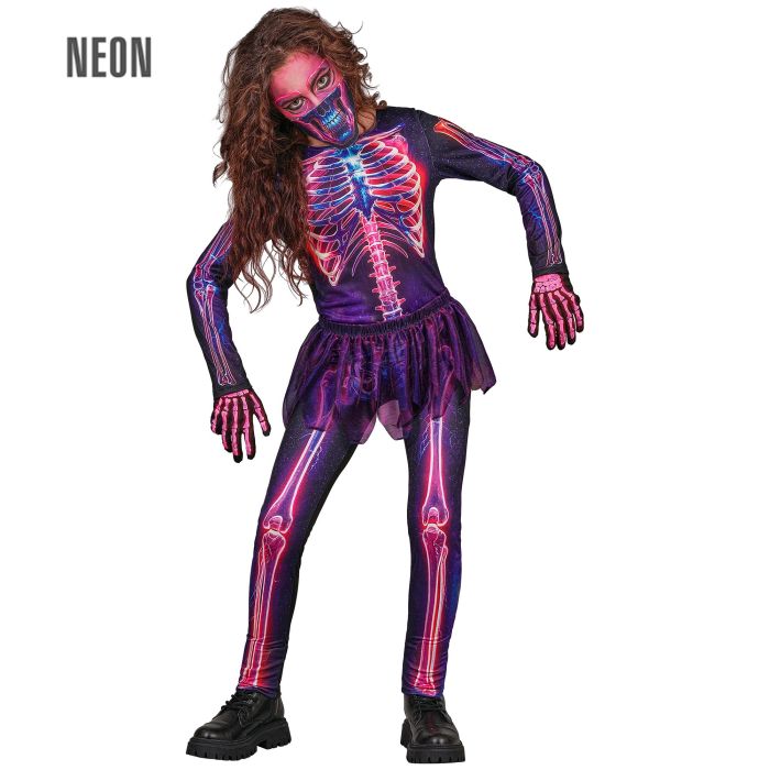 Neon skelet kostuum voor meisjes