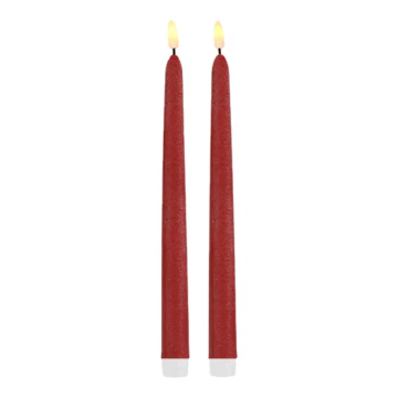 LED waxinelicht 2x donkerrood - 2x25 cm