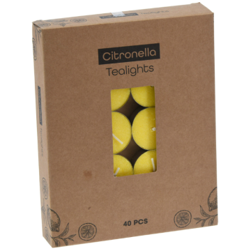 Citronella gele theelichtjes 40x - 38x38x14 mm