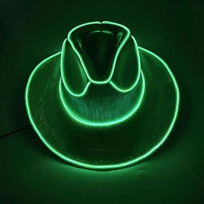 Leuke cowboy rave hoed met LED Groen