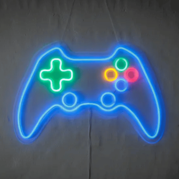 Gamer blauwe controller neon LED sign - 40x60 cm