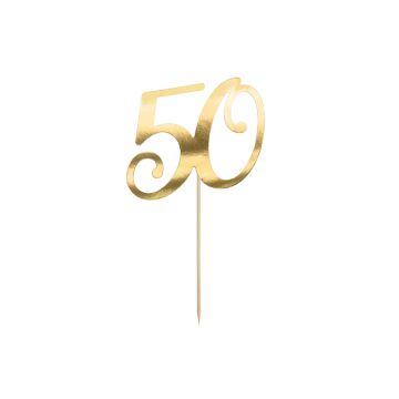 50 jaar taartdecoratie goud - 20,5 cm 