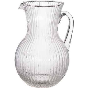 Glazen kan met handvat en gestreept patroon, 1500 ml