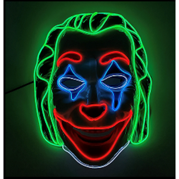 Engelende clown LED Joker masker met groene haren