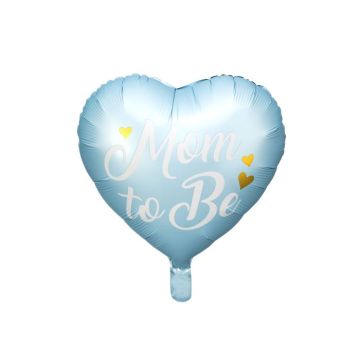 Lichtblauwe babyshower hart folieballon met witte tekst - 35 cm