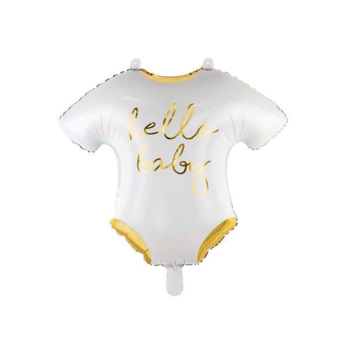 Baby bodystocking folieballon in wit met gouden tekst - 51x45 cm