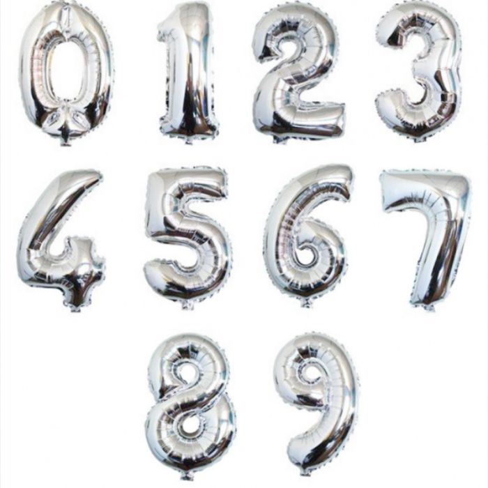 Cijfers ballonnen zilver - 86 cm
