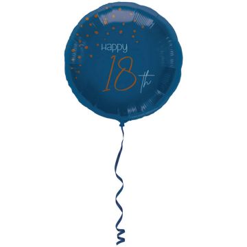 "Happy 18th" Folie Ballon Blauw - 45 cm