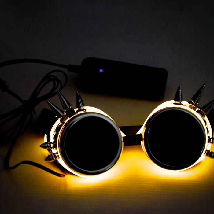 LED-bril met spikes Geel
