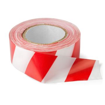 Afzetband rood en wit gestreept - 100 m