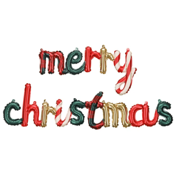 Kerst folieballon Merry Christmas - 143x25 cm