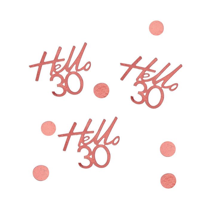 Hello 30 Rosegold Confetti