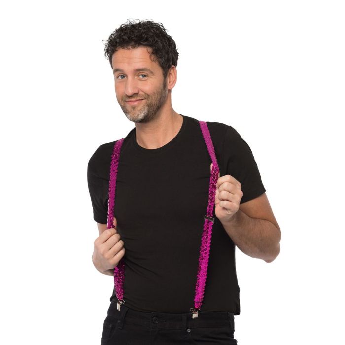 Bretels met pailletten paars one-size unisex