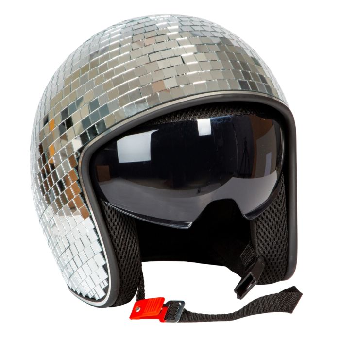 Discobalhelm met bril zilver