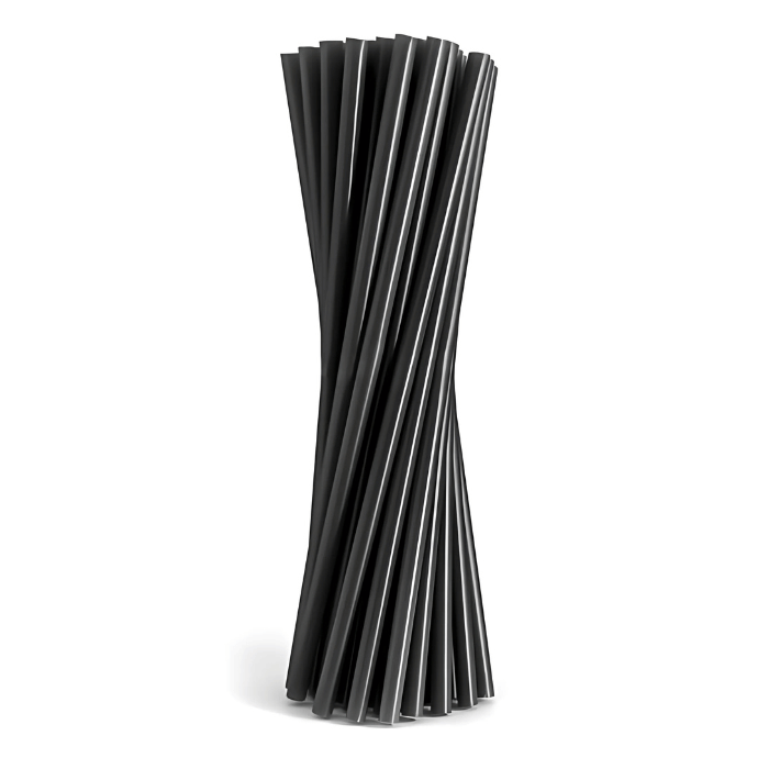 Rietjes zwart 200x6mm herbruikbaar 50x plastic