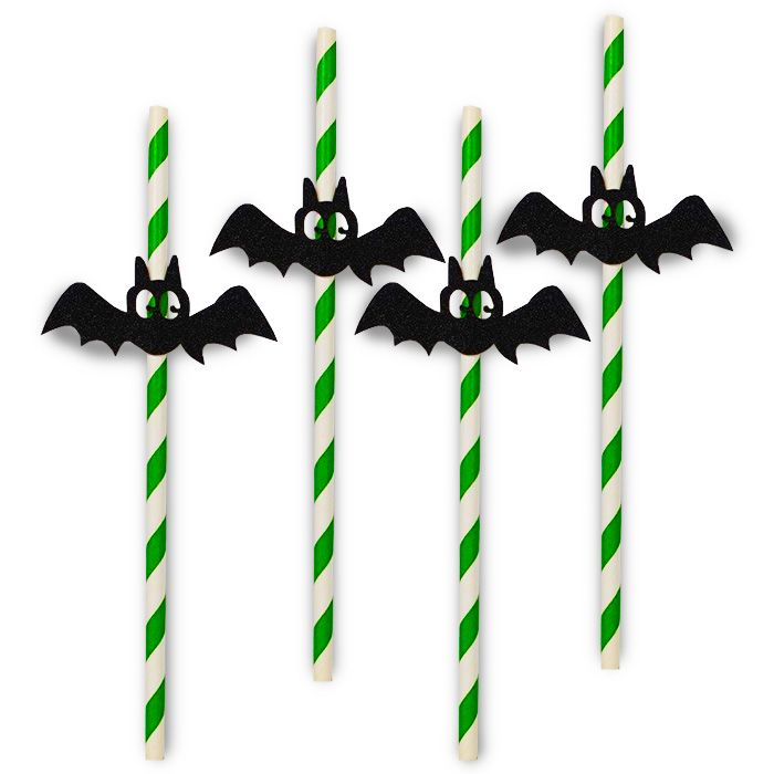 Vleermuis rietjes in groen 10x - 19,5 cm