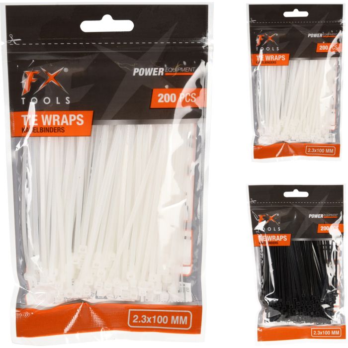 Nylon kabelbinders, 2,3 x 100 mm, 200 stk