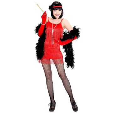 Rode flapperjurk met hoofdband