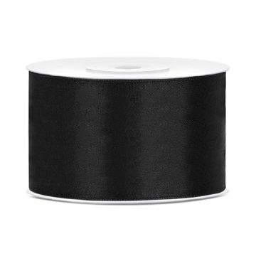 Zwart satijnen lint - 38 mm x 25 m