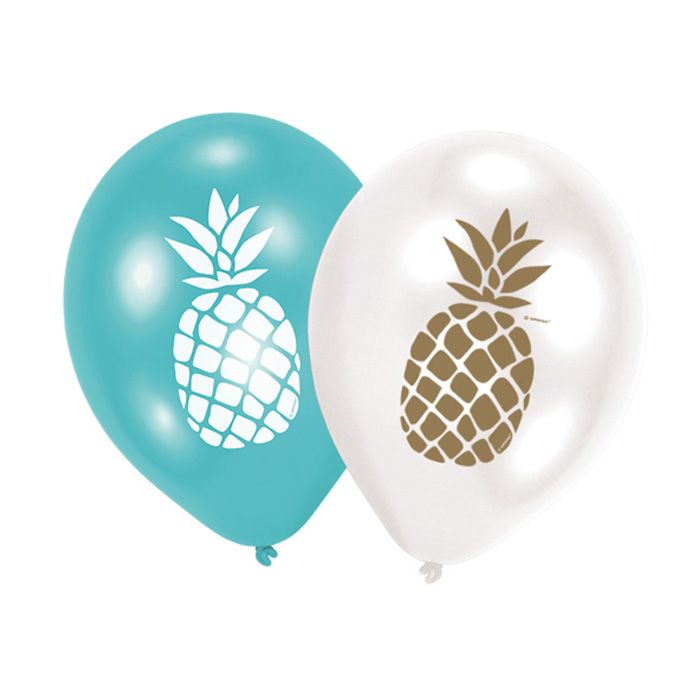 Ananas Ballonnen 6x - 27,5 cm