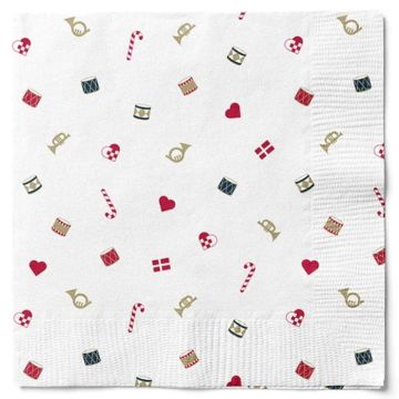 Servetten met kerstmotieven wit - 33x33 cm