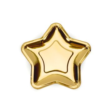 Gouden sterren papieren bord 6x - 18 cm 