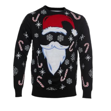Kersttrui met kerstman zwart