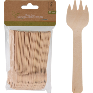 Vork van berkenhout 9,5 cm - 30x