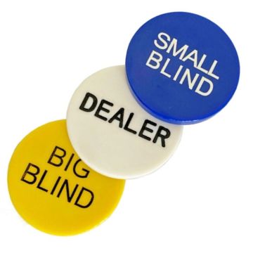 Pokerset knoppen met dealer, small blind en big blind 3x