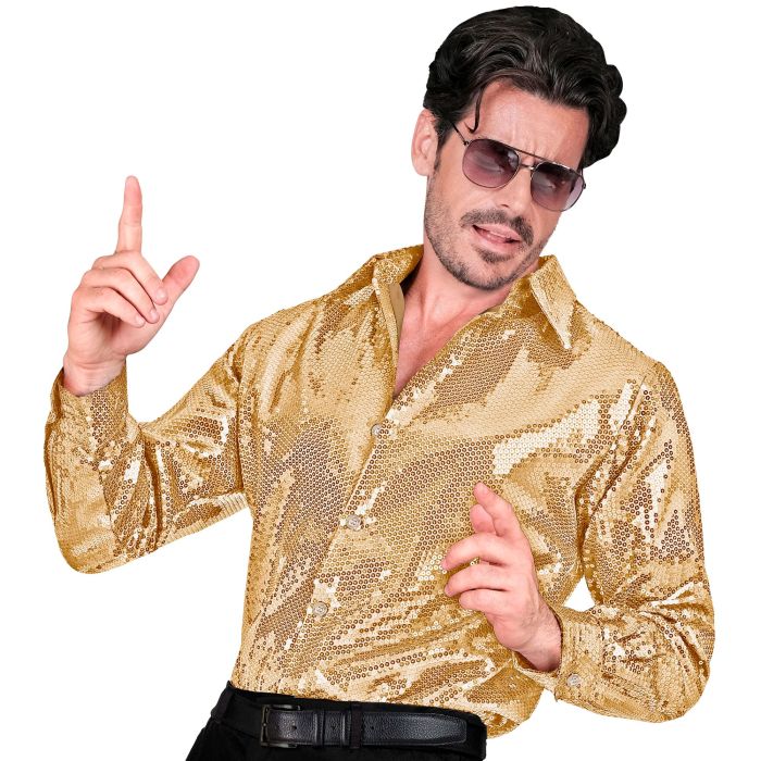 Gouden pailletten overhemd voor heren