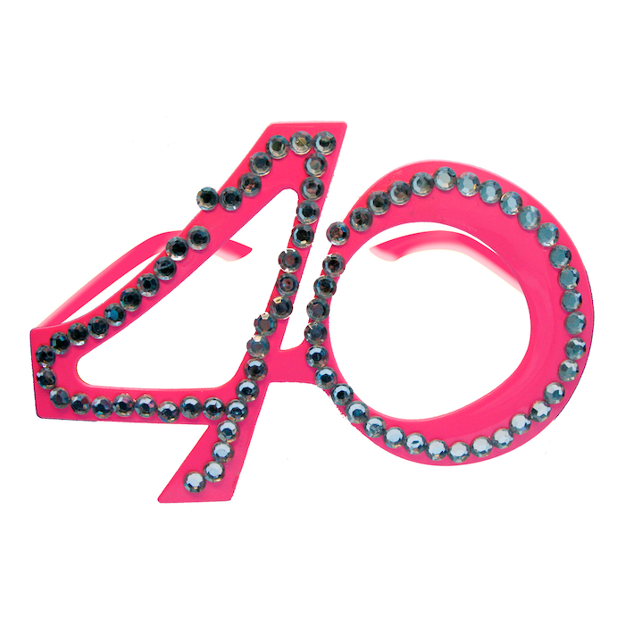40 jaar roze brillen met diamanten 