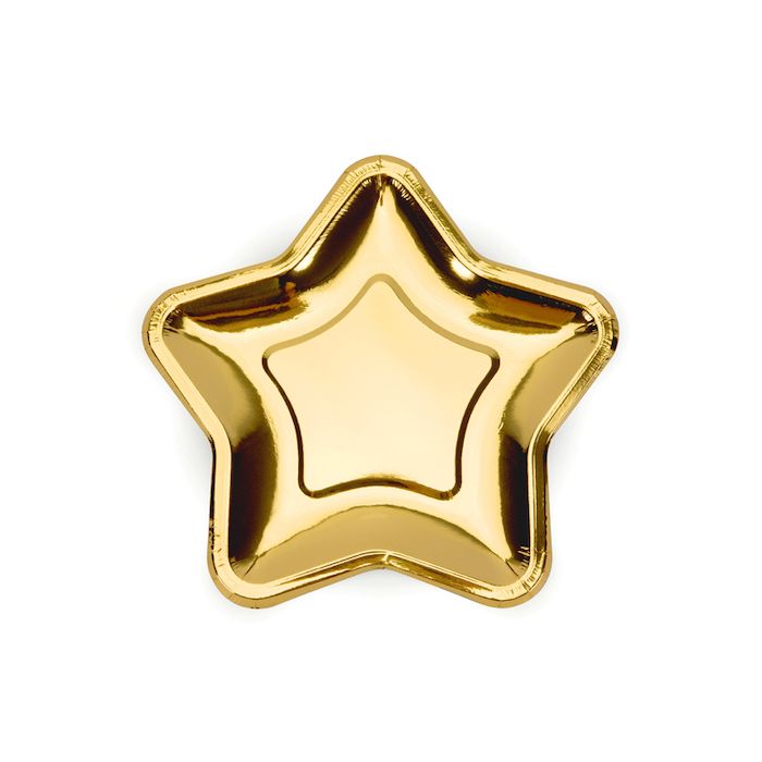 Gouden sterren papieren bord 6x - 18 cm 