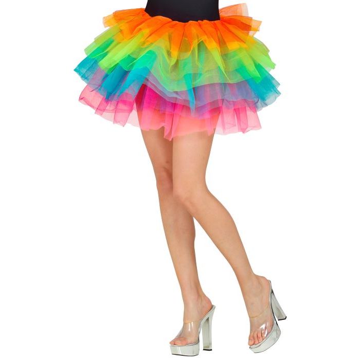 Neon Regenboogkleurige Tylrok - 45 CM