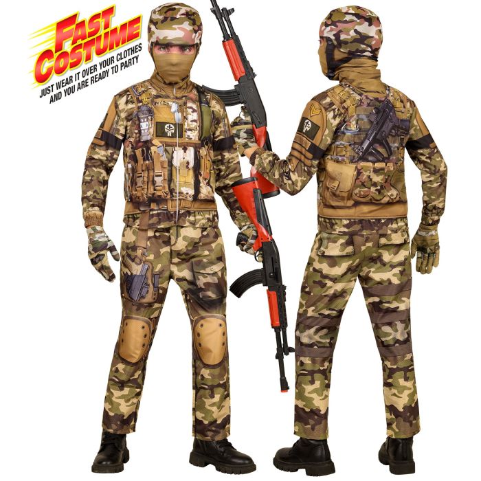 SOLDIER FAST KOSTUUM (jas, broek, handschoenen, masker) Camouflage