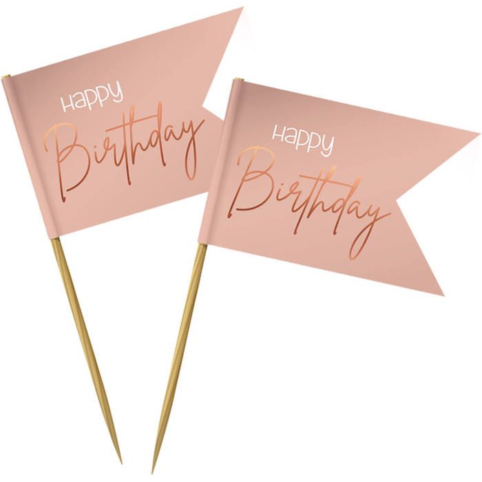 Happy Birthday Houten Pikkers Roze 36x