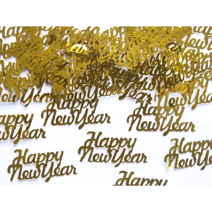 Gouden Happy New Year nieuwjaars tafelconfetti 3 g - 4x2 cm