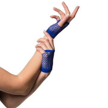 korte vingervrije nethandschoenen one-size voor vrouwen blauw