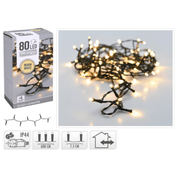 LED Lampjesketen 80 LED Warm Wit met Stekker - 6 m